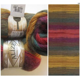 20% Wool 80% Acrylic Soft Yarn Alize Angora Gold Batik Thread Crochet Lace Hand Knitting Turkish Yarn Lot of 4skn 400gr 2408yds Color Gradient (3368)