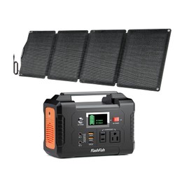 Portable Power Station With Solar Panel Included, Flashfish 200W Solar Generator+60W Solar Panel, 2 x 200W AC Outlets, 151Wh/40800mAh Backup Power Emergency Power Supply For Home Blackout/RV/Camping