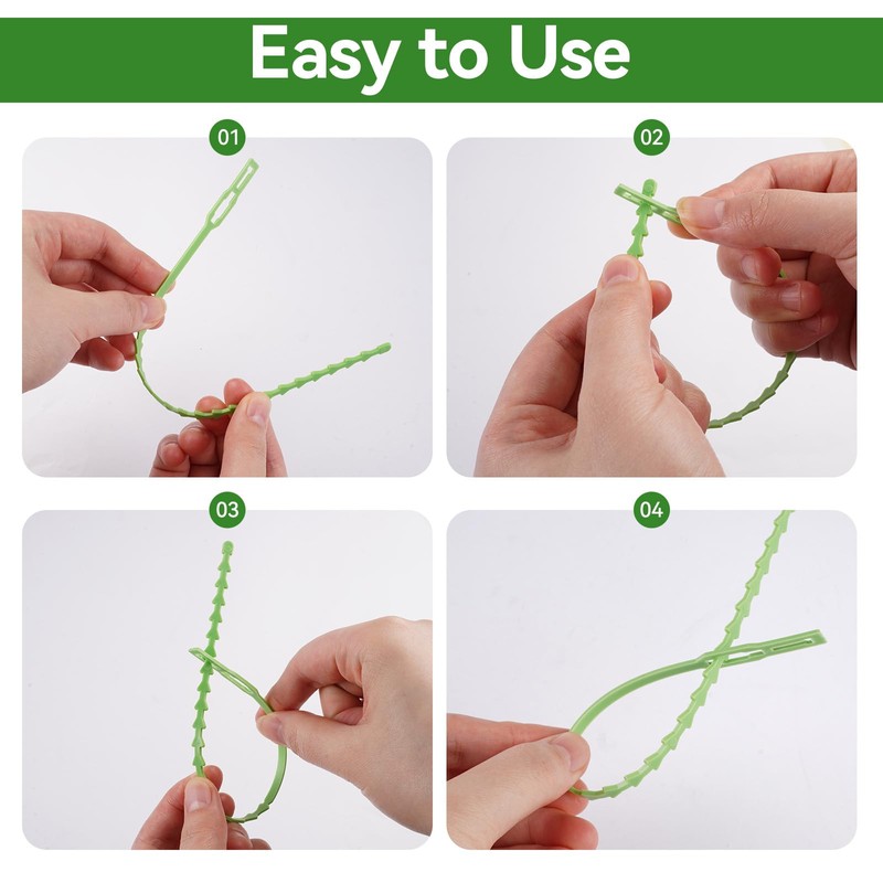 100 Stück Pflanzenbinder Verstellbare,23CM Wiederverwendbare Kabelbinder für Pflanzen,Kunststoff Pflanzenbinder Grün,Tomaten