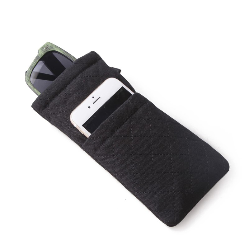 KFPH Double Eyeglasses Pouch Large Squeeze Top Microfiber Soft Glasses