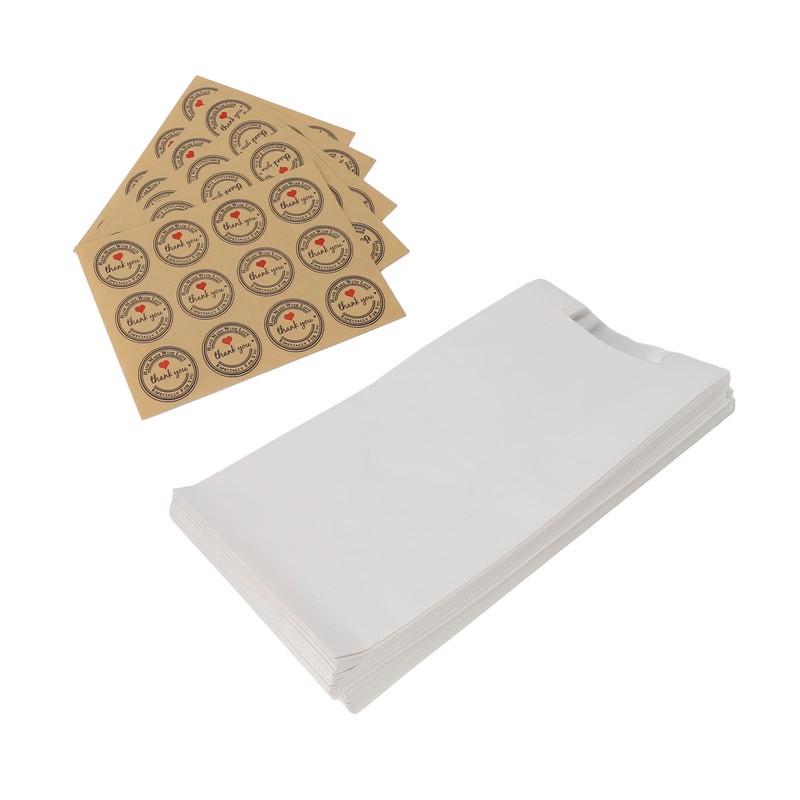 50PCS Bread Bag Kraft Paper Transparent Window Baked Food Packaging