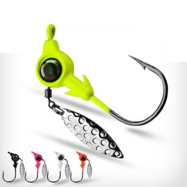 Jig Head Hooks Weighted with Spinner Blades Swimbaits Crank Hooks for Soft Fishing Lures (Fish Head C-5PCS)
