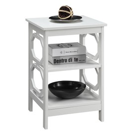 Convenience Concepts Omega End Table with Shelves, White, 15.75 in x 15.75 in x 23.75 in