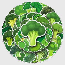Pack of 50 Broccoli Stickers Car Laptop Phone Guitar Skateboard Motorcycle Bicycle Broccoli Stickers Set Vinyl Waterproof Aesthetic Stickers for Teenagers Children Adults