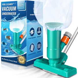 Pool Vacuum for Above Ground Pool with Nylon Mesh Net, Jet Underwater Cleaner & 3 Scrub Brushes, Portable Pool Vacuum Cleaner for Swimming Pool Spa Fountain Pond Hot Tub, Dark Green