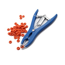 Elastic Castration Pliers Stainless Steel Cattle Pig Sheep Belt 100 Rubber Rings 8.5 Inch Blue