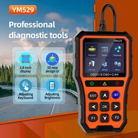 BingoHive Professional OBD2 Scanner with Battery Tester - Diagnostic Tool for Cars, 3D UI 2.8 inch IPS Screen TPU case, Check Emissions Readiness, Read and Clear Error Codes, Orange