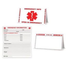 Child Emergency Contact Car Seat Safety Alert Attachment Tag (ICE-101-v2) (White, 5)