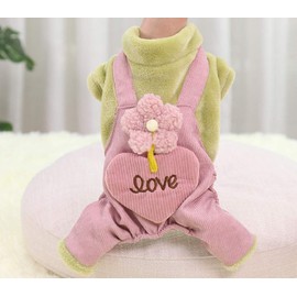 Pet 4 Legs Warm Jumpsuit Cute Puppy Outfit Sweater Winter Dog Coats Cat Anti-Hair Onesies Pajamas with Fleece for Puppy Small Dogs Cats (Green, Medium)