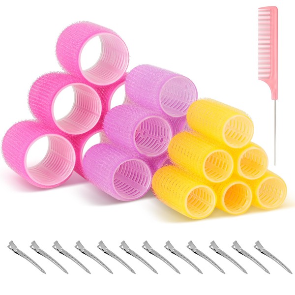 Romon Lockenwickler Locken-Set, 31 Stück buntes hitzefreies Set, selbstklebende Lockenwickler