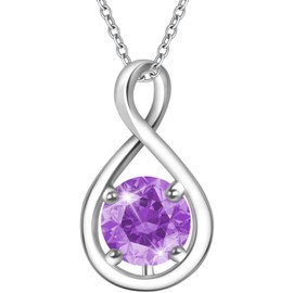 Eastlily Infinity Birthstone Necklaces for Women, 925 Sterling Silver Birthday Stone Pendant Necklace Titanium Steel Chain Necklace for Women Birthday Jewelry Gifts,June-Alexandrite