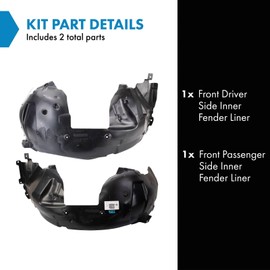 TRQ TRQ Front Inner Fender Liner Set Compatible with 2018-2022 Ford Mustang FO1248189 FO1249189