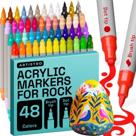 ARTISTRO 48 Rock Acrylic Paint Markers - Rock Painting Kit for Arts & Crafts - Dual Tip Acrylic Paint Pens