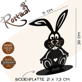 Rostikal Metal Easter Bunny Figurine 30 x 19 cm Garden Decoration Easter Decoration Spring Black