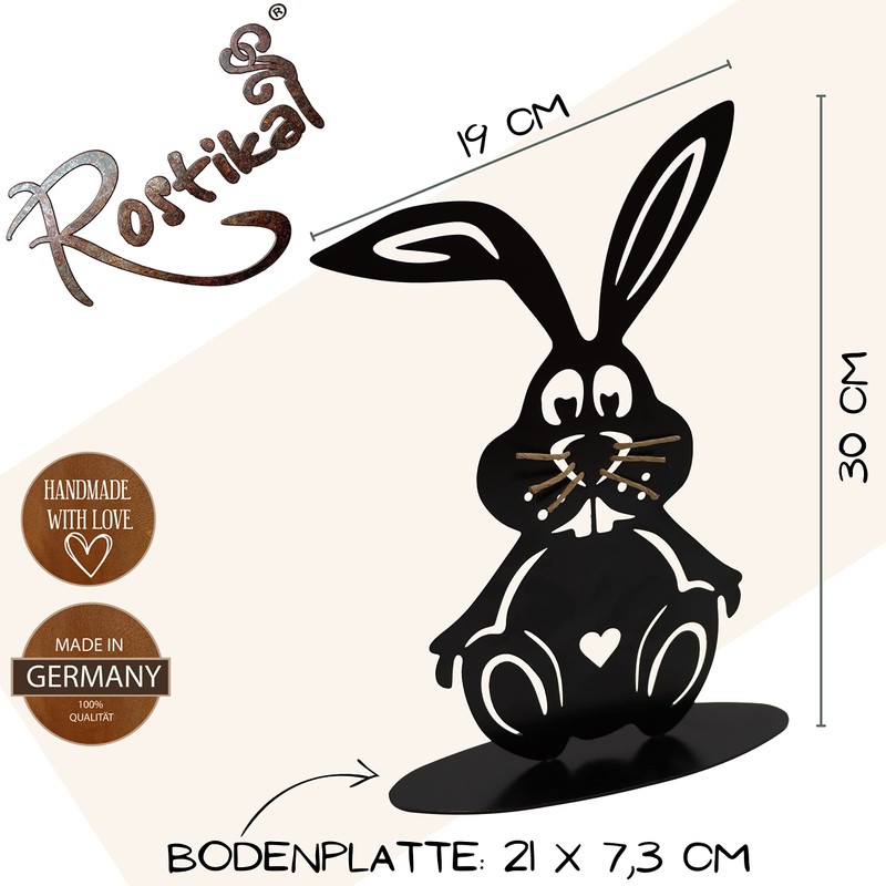 Rostikal Metal Easter Bunny Figurine 30 x 19 cm Garden