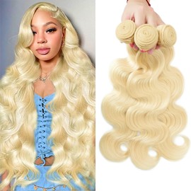 LIXION 613 Blonde Body Wave Bundles 26 28 30 Inch 14A Grade 100% Unprocessed 14A Grade Virgin Hair 3 Bundles 613 Blonde Straight Hair Extensions