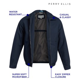 Perry Ellis Golf Jacket – Microfiber Lightweight Jacket Waterproof Full Zip Golf Windbreaker For Men (Sizes S–3XL), Size Small, Dark Sapphire