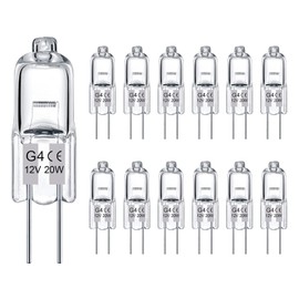 Gaormii G4 Light Bulbs 20W 12V JC T3 Bi-Pin G4 Capsule Bulb, 12 Pack Crystal Clear Halogen Bulb 2 Pin, Dimmable 2700K Warm White with 2 Prong G4 Base for Landscape Lighting, Chandeliers, Desk Lamp