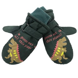 Toddler Mittens Winter Snow Glove waterproof mitten Warm Fleece Kid Ski Gloves for Boys Girls Green Dinosaur S