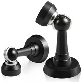 SAILANKA Magnetic Door Stop Brass Heavy Duty Door Stopper Keep Door Open Door Catch Holder with Screws for Wall & Floor Mount, 1P, Matte Black