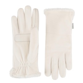 isotoner womens Stretch Fleece With Microluxe and Smart Touch Technology Gloves, Ivory, One Size US