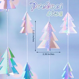 Epakh 3 Pcs 30 ft Iridescent Garland 3D Paper Christmas Tree Streamers Garland Iridescent Christmas Decorations Hanging Banners for Holiday Xmas Winter New Year Party Decorations Home Hanging Decor