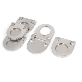 sourcing map Cupboard Drawer Flush Mount Pull Ring Handle Knob Silver Tone 5pcs
