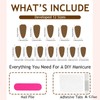 Fake Nails, 24pcs Flash Drill Pearl False Nails with Glue,3D
