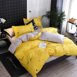 JQWUPUP Kids Yellow Duvet Cover Set Single, 3Pcs Bedding Quilt Cover with Zipper for Teens Girls Boys, Lightweight Durable Soft Microfiber (Single, Yellow)
