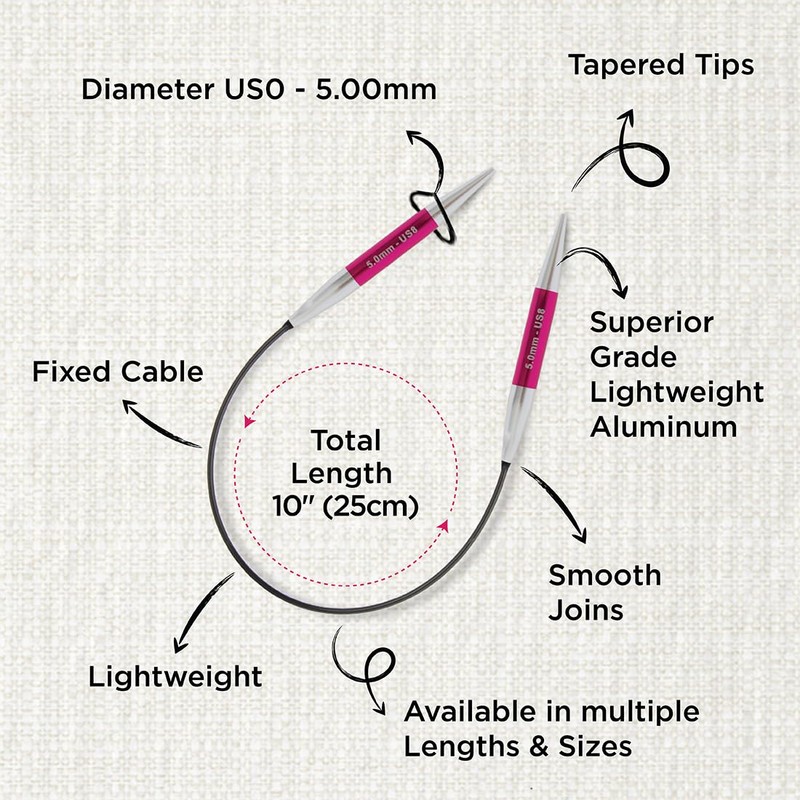 KnitPro K47060 Circular Knitting Needle Metal Pink 25 cm /