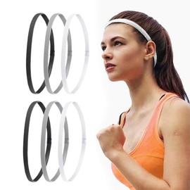 Zeayebsr Pack of 6 hair bands - men's hair bands, women's sports headband, elastic hair band, boys hair band, non-slip hair band, thin for yoga, football, jogging