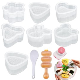アイデアキャラクター形三角おにぎり型家庭用子どもごはん弁当型DIY海苔寿司型おにぎり型 キッチン弁当利用品 10点セット エンボス加工＋おにぎり7個＋シェイカー＋ライススプーン (10pcs)