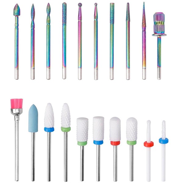 Yakamoz 20Pcs Nail Drill Bits Set, 2.35mm Shank Professional Diamond