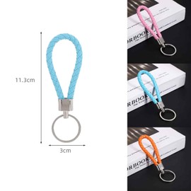 Lunpog Key Chain Strap, 10 Pcs Braided Leather Keychain Keyring, Car Keyring, Handmade Braided Strap Keychain for Hang Keys Car Keys for Men or Women