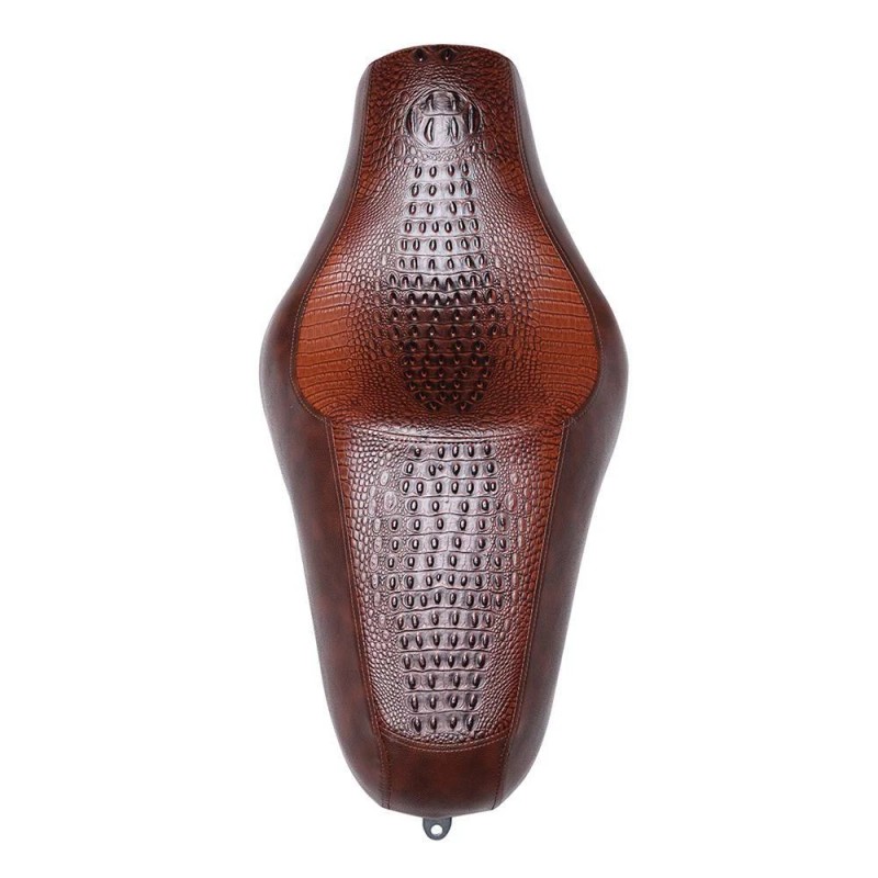 KEEPDSGN Brown Alligator Motorcycle Driver Passenger Two Up Seat for