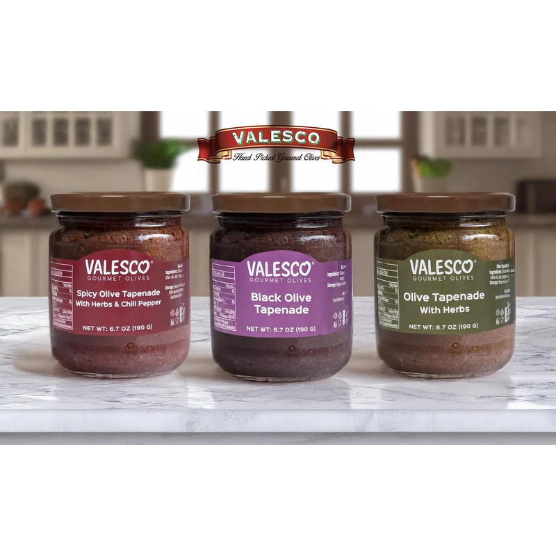 VALESCO Olive Tapenade Variety Pack - Spicy, Herb, and Black