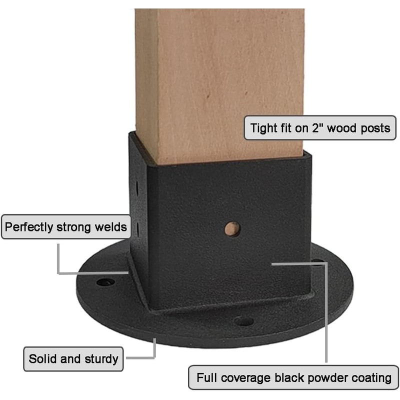 VANROUG 2 x 2 Square Fence Pole Flange Base Pergola