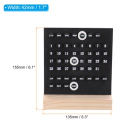 PATIKIL Wood Perpetual Calendar, Desktop Acrylic Calendar Stand Month Week Date Display for Desk Shop Office Home Decoration, Black