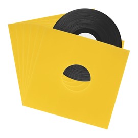 sourcing map 10 Pcs 12" Vinyl Record Jackets,Kraft Paper Vinyl Outer Sleeves with Hole Album Protector Covers for LP Vinyl Records Collections Storage,Yellow
