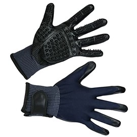 Kerbl Pet Cleaning and Massage Gloves Black/Blue, One Size