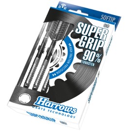 Harrows SUPERGRIP Soft Tip 90% Tungsten Darts Set Available in 16g, 18g, 20g - Includes Supergrip Shafts, Supergrip Flights and Travel Case 18g
