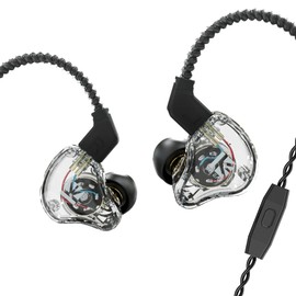 H HIFIHEAR KBEAR KS1-Auriculares intraurales con graves profundos 1DD,aislamiento ruido estéreo,IEM,cable extraíble sin enredos,apto para llamadas telefónicas/entrenamiento (micrófono,transparente)