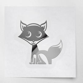 Decal Stickers of Fox (Metallic Silver) (Set of 2) Premium Waterproof Vinyl Decal Stickers for Laptop Phone Accessory Helmet Car Window Mug Tuber Cup Door Wall Decoration - ANDsticd86706SI