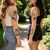 4 Sheets Swallow Heart Tattoos. Black Nautical Temporary Sticker Set.