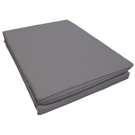 Douceur d'Interieur Flat Sheet 180/290 UNI GRIS Souris +Bourdon Stitch 57 Yarns, 180 x 290 cm