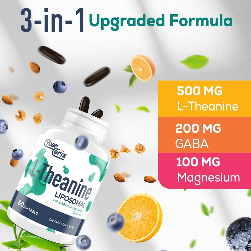 CyberCerix Liposomal L-Theanine 500mg, Complex with GABA 200mg & Magnesium