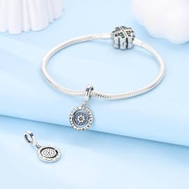 Hapour 925 Sterling Silver Charms for Bracelets Necklace European Jewellery Dangle Beads for Women Mother, Sterling Silver, Cubic Zirconia