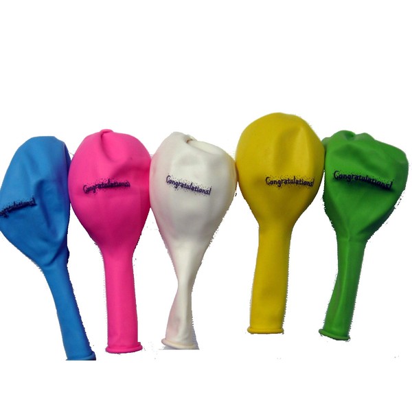 10 Floating LED Lighted Extra-Large Size Latex Balloons With Congratulations