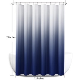 Naturoom Classic Blue Shower Curtains for Bathroom,Ombre Cloth Fabric Shower Curtain Set with 12 Hooks Denim Blue Bathroom Decor 72 x 72