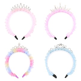 Norbiariz 4 Pack Cute Headbands for Girls Headbands Princess Crown Hair Accessories for Kids Non Slip Headband Fashion Head Bands Tiaras Headdresses